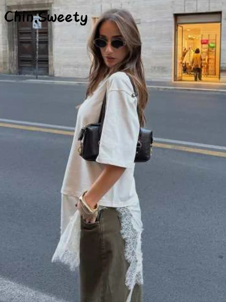 Elegant Satin Asymmetric Lace Patchwork Long Dress Women Solid V-neck Sleeveless Sling Dresses Autumn Lady High Street Robe 260306