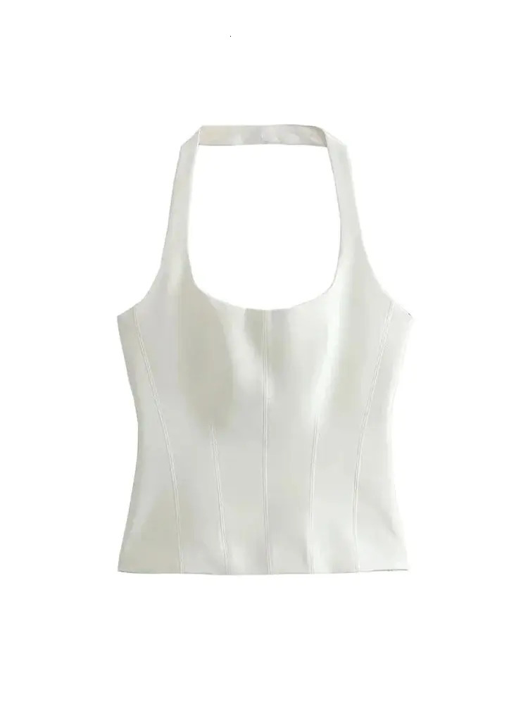 Womens Backless Halter Fitted Tank Tops Female Camis O Neck Side Zipper Sexy Fashion 260306