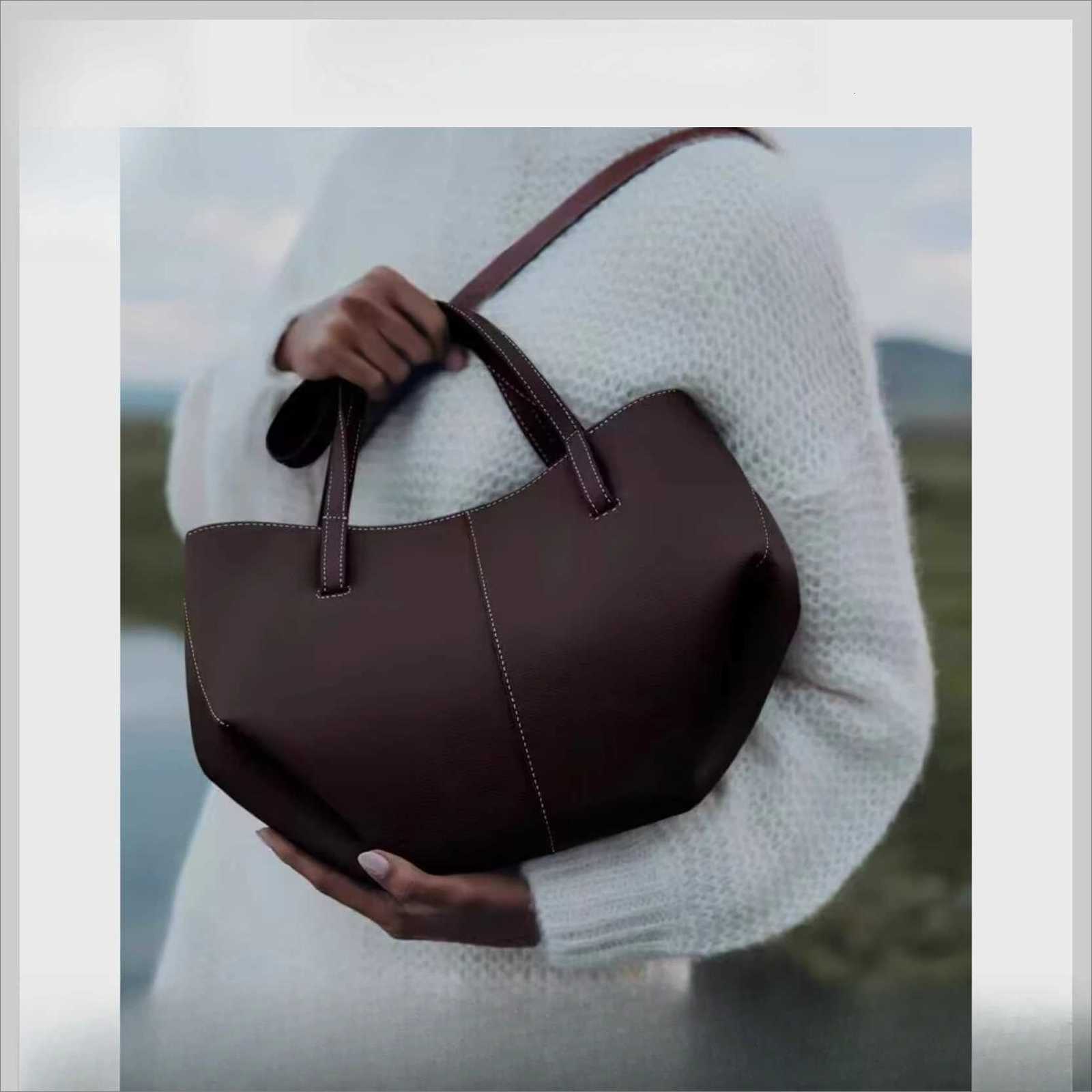 Fashionable French wing bag genuine leather tote bag niche hand-held large capacity shoulder underarm bag good gift H260306