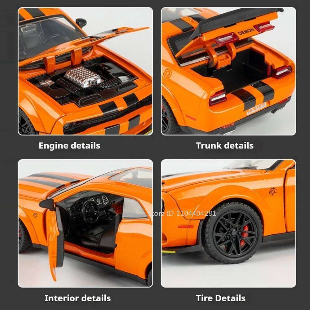 1:32 Hellcat Lambor Revuelto Car Model Alloy Diecast Toy Doors Opened Sound Light Pull Back Miniature Vehice Friend Fashion Gift Z260306