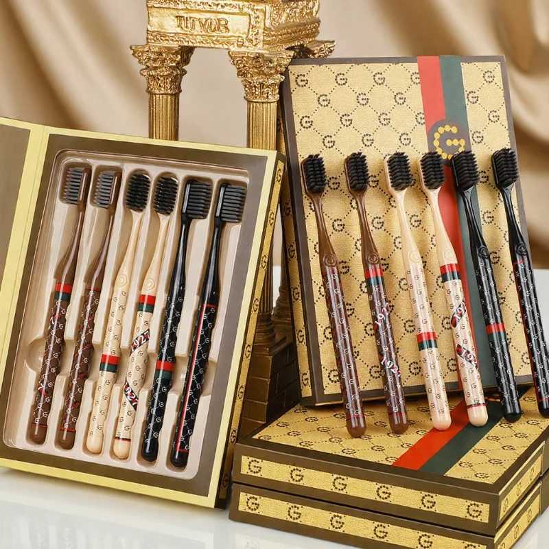 6-Piece/Box High-End Soft Bristle Toothbrush Set with Anti-Slip Handle for Adult Daily Home Teeth Cleaning & Oral CareT260307