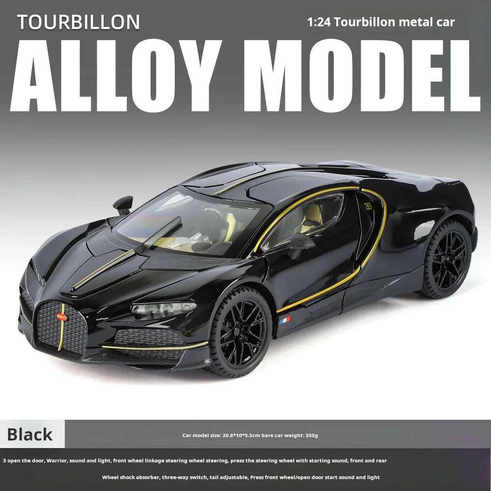 High quality Limited editio 1:24 Simulation Bugatti tourbillon alloy sports car with sound and light model boys' toy gift Z260306