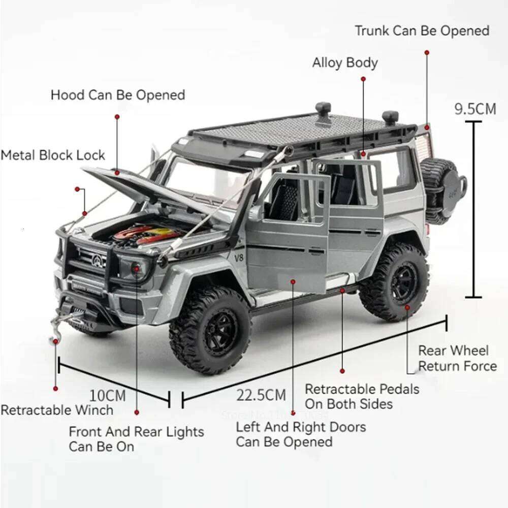 1:24 G63 G550 Diecast Alloy Miniature Model Toys Cars Sound Light Pull Back Doors Opened Off-road Vehicles Boys Birthday Present Z260306