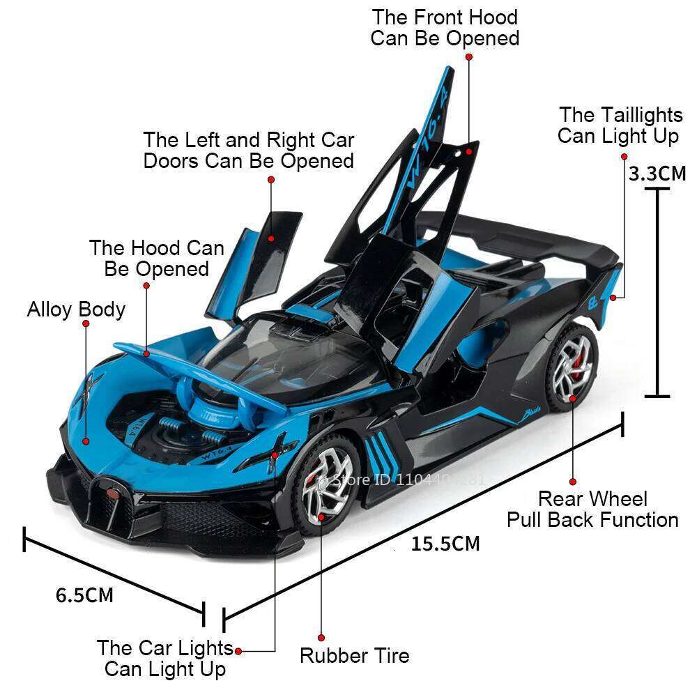 1:32 Scale Atlantic Bolide Cars Toys Diecast Alloy Model Doors Opened Light Music Pull Back Simulation Models Collecting Hobbies Z260306