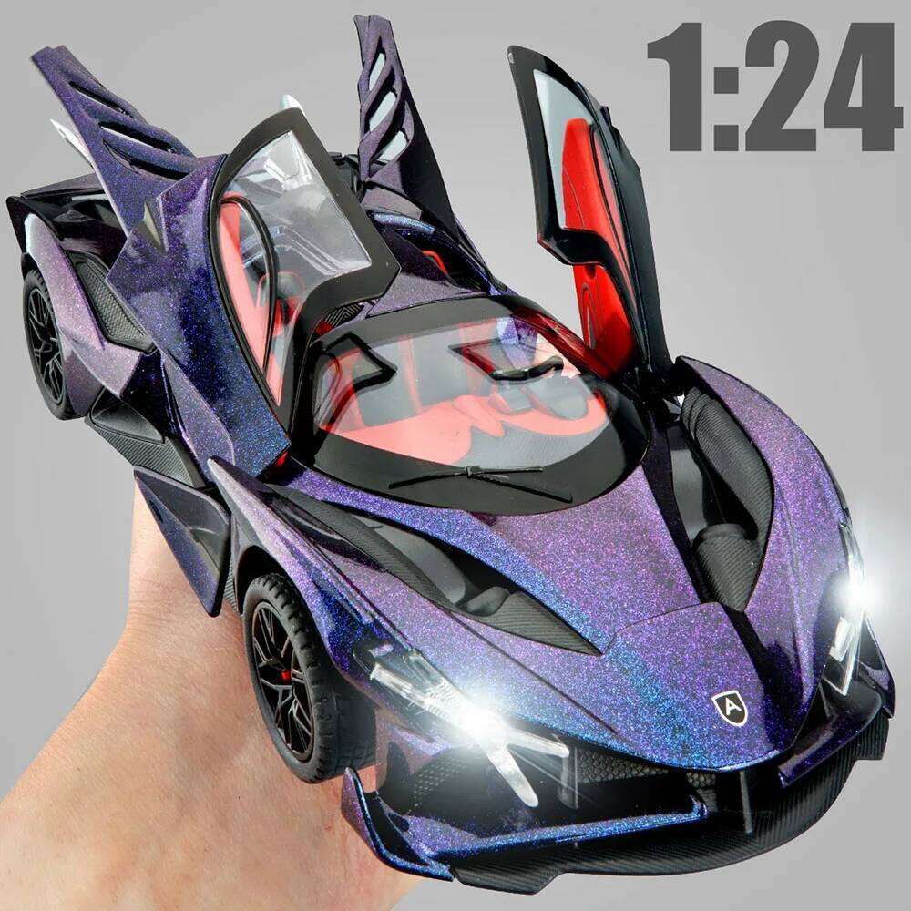 1:24 Apollo EVO IE Alloy Sports Car Model Diecast Toy Doors Opened with Sound Light Pull Back Miniature Vehice for Children Gift Z260307