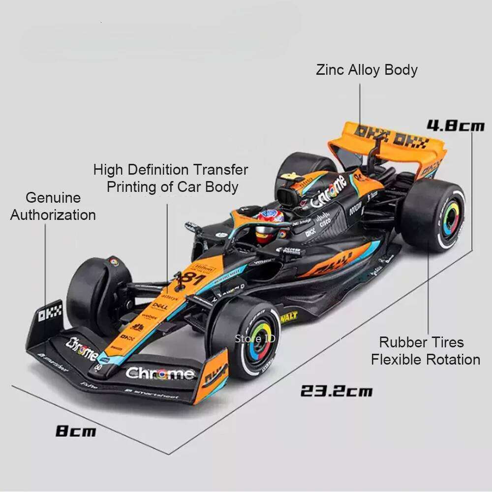1:24 Scale MCL MCL60 F1 Alloy Formula Sports Car Miniature Model Toys Diecast Cars Front Wheel Steering Vehice Figure Collection Z260306