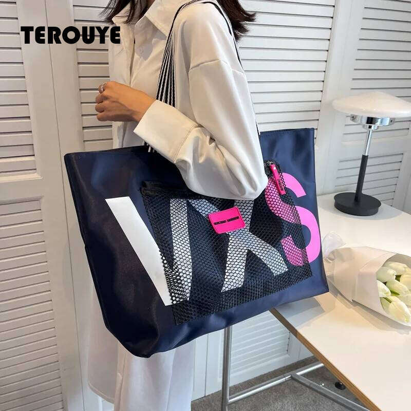 Aliwood 2026 New Arrivals Letter Women Shoulder Bags Trendy Waterproof Tote Beach Bag Large Capacity Female Travel Shopping Bags TEROUYE