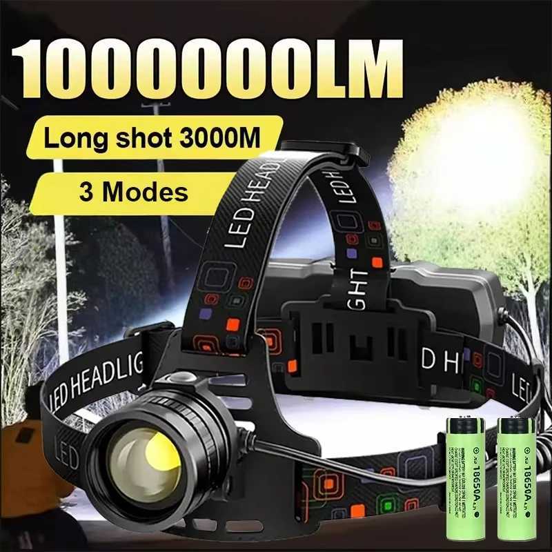 Powerful LED Headlamp Rechargeable Telescopic Zoomable Headlight Outdoor Waterproof Work Head Lamp High Lumen Head Torch H2603071