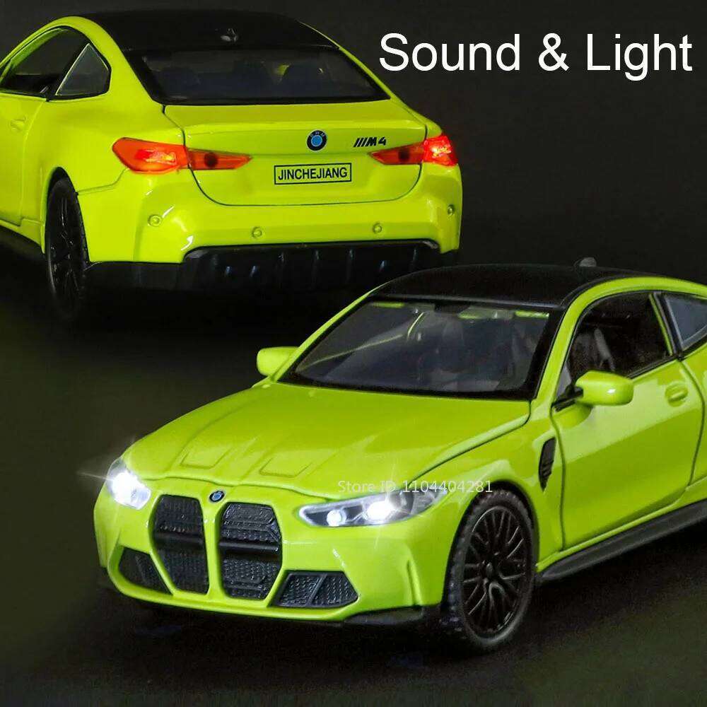 1:32 M4 M8 Alloy Sports Car Diecast Models Toys 4 Doors Opened Sound Light Pull Back Miniature Vehices Children's Birthday Gifts Z260306