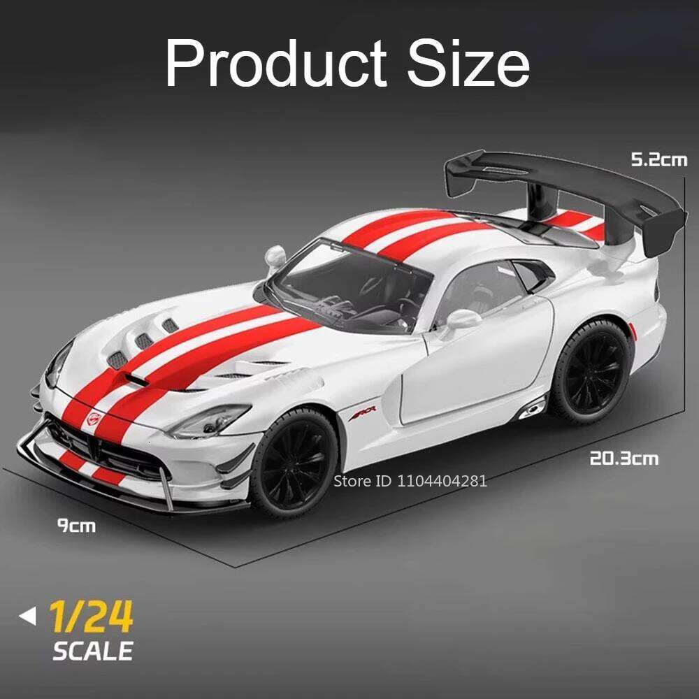 1:24 Viper Charger Diecast Exquisite Model Alloy Car Toys Sound Light Pull Back Doors Opened Sport Cars Birthday Present for Boy Z260306