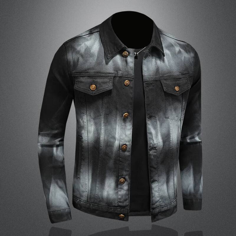 Spring Autumn Men's European gradient Denim Jacket Male American Retro High Quality Slim Fit Bomber Jeans Coat