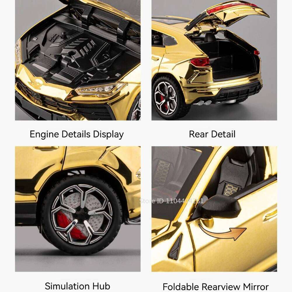 1:24 Lambor URUS LP770 Diecast Alloy Model Toys Car Doors Opened Sound Light Pull Back Miniature Vehices Fashion Gift for Friend Z260306