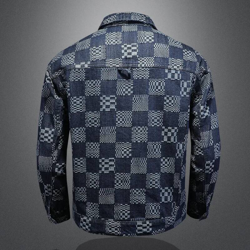 Spring Auutmn Jacquard Denim Jackets Luxury Cotton Turn Down Collar Simple Casual Male Cowboy Coats Man OuterWear