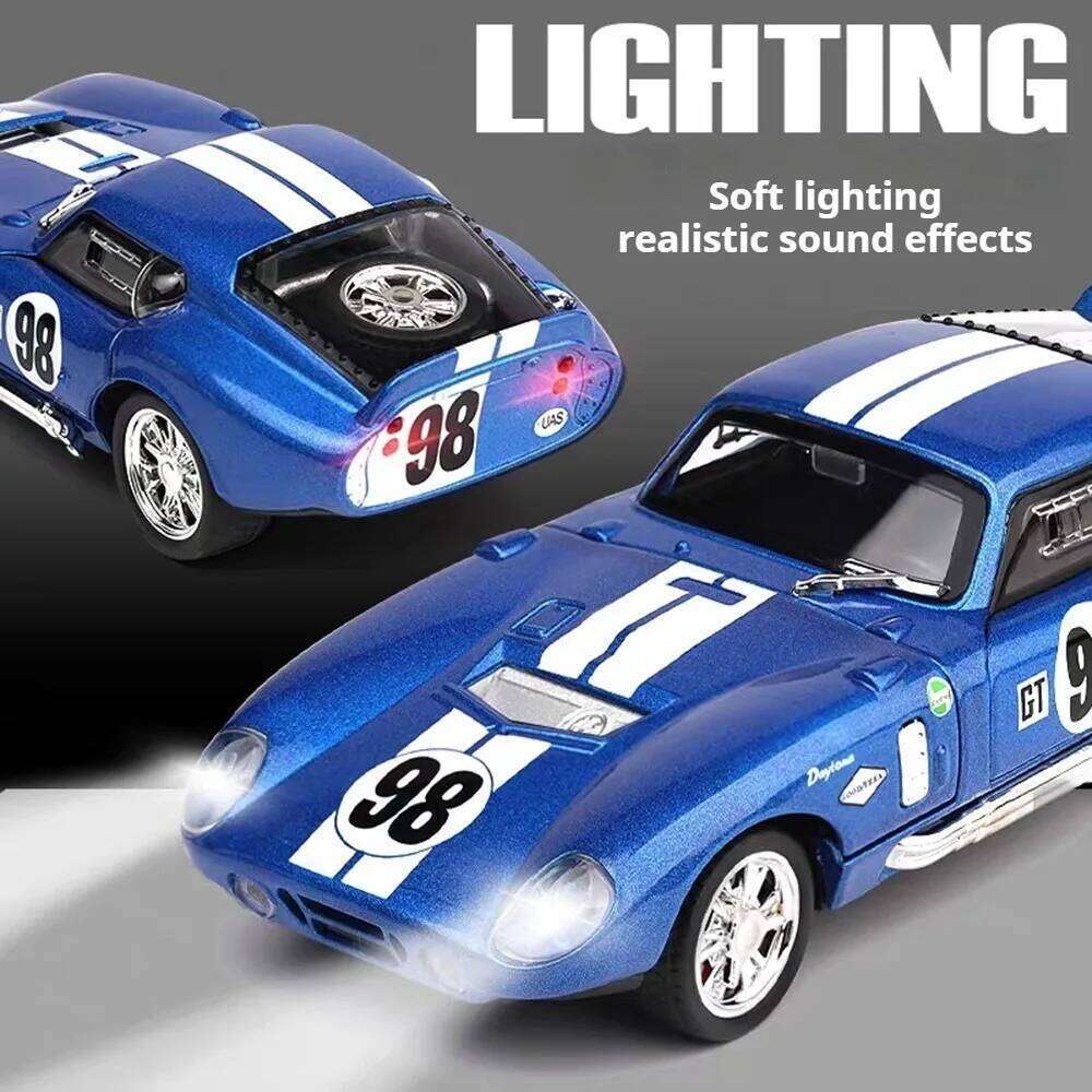 1:32 Mustang Shelby Vulcan Alloy Diecast Model Toys Miniature Car with Sound Light Pull Back Doors Opened Vehices Christmas Gift Z260306