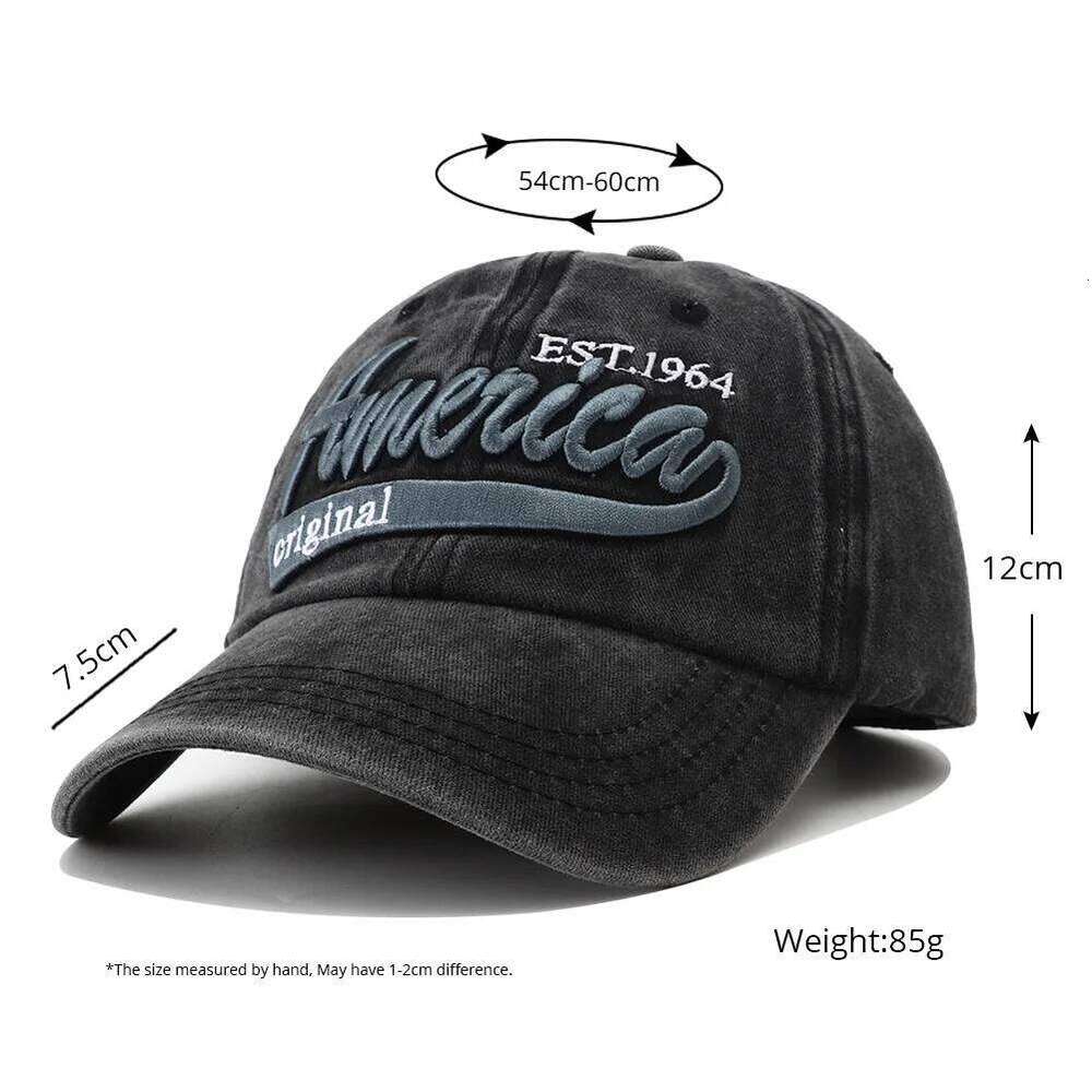 Unisex Distressed American Letter Embroidery Baseball Cap Breathable Sunshade Peaked Hats for Women Men Hip Hop Outdoor Snapback Y260304