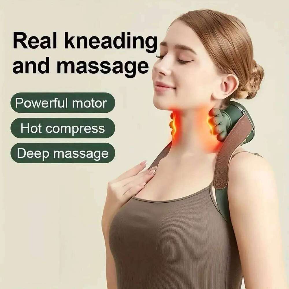 New Rechargeable Portable 5-Finger Human-Like Neck Shoulder Massager with Heat for Trapezius & Cervical Spine Relaxation 26Y0307