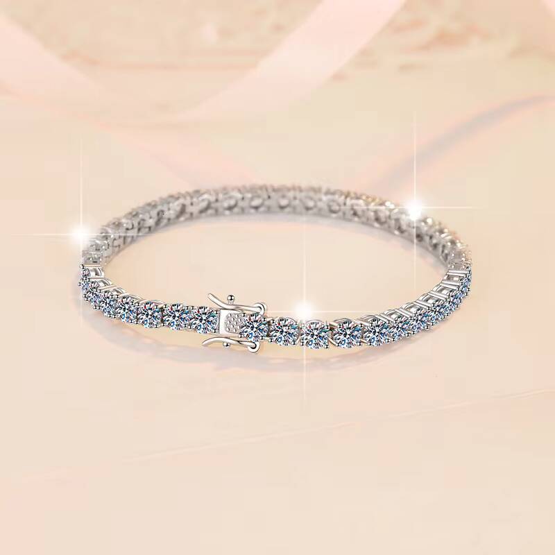 Fine Jewelry Wholesale 3mm 4mm 5mm Hip Hop Ice Out Bracelet 925 Sterling Silver Moissanite Diamond Tennis Chain Bracelet for Men