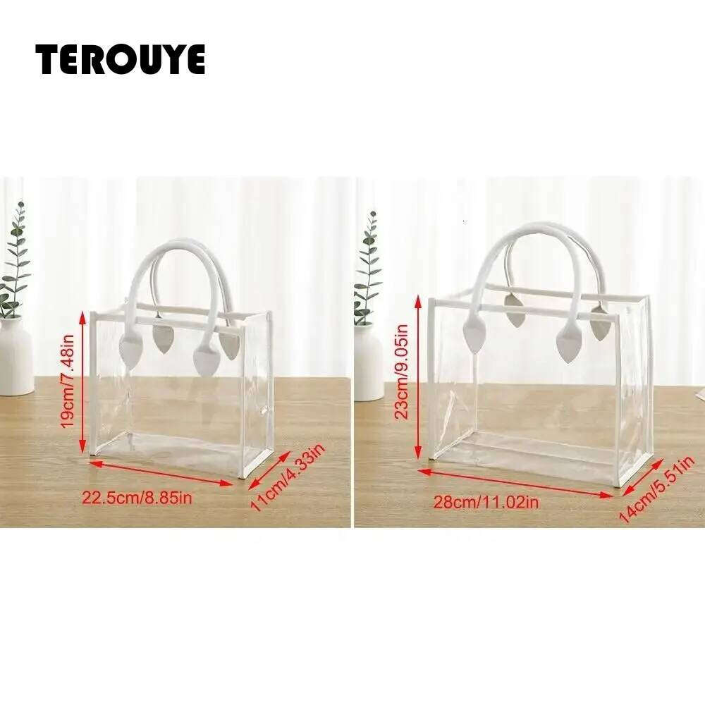 Waterproof Transparent Gift Bag Large Capacity Portable Shopping Bags Reusable Lightweight Handhold Packaging Tote Women TEROUYE