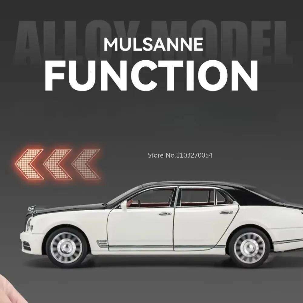 1:24 Mulsanne Continental GT Car Model Diecast Alloy Toy 6 Doors Opened Pull Back Sound Light Miniature Models Christmas Present Z260307