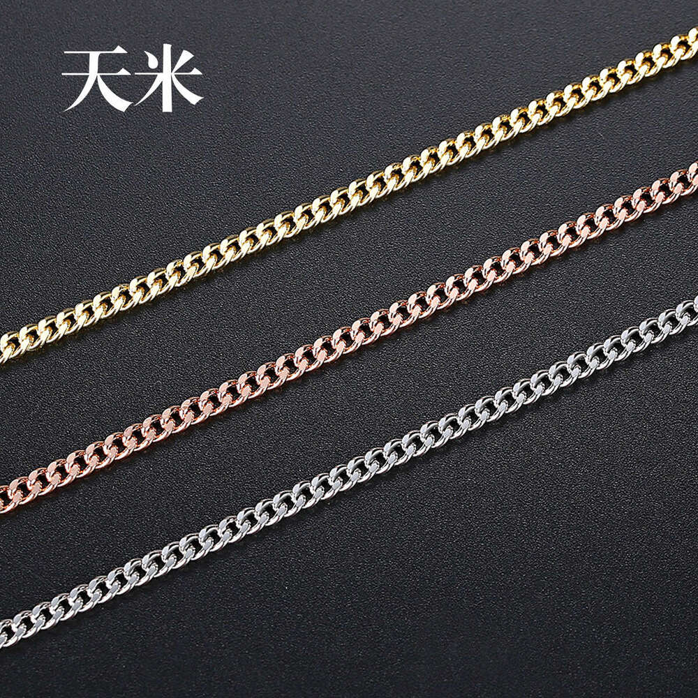 Tianmi Necklace, High-Quality Gold-Plated Copper Cuban Chain Necklace for Men, Hip-Hop Style, Export Product