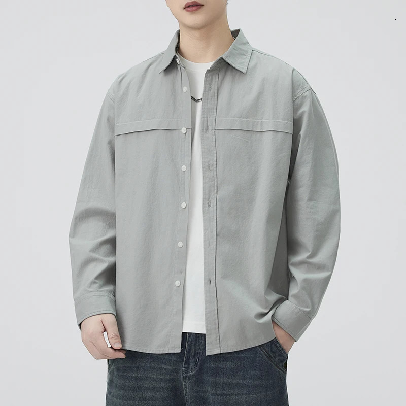 Cityboy Pure Cotton Long Sleeve Shirt Men Loose Casual Streetwear Fashion Cargo Shirts Coat Man Blouses 260304