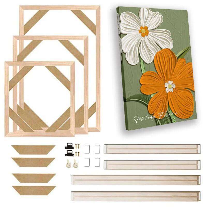 50x70 60x90 60x120cm Wooden Photo Oil Diamond Painting Frames Canvas Wood Wall Frame H260306