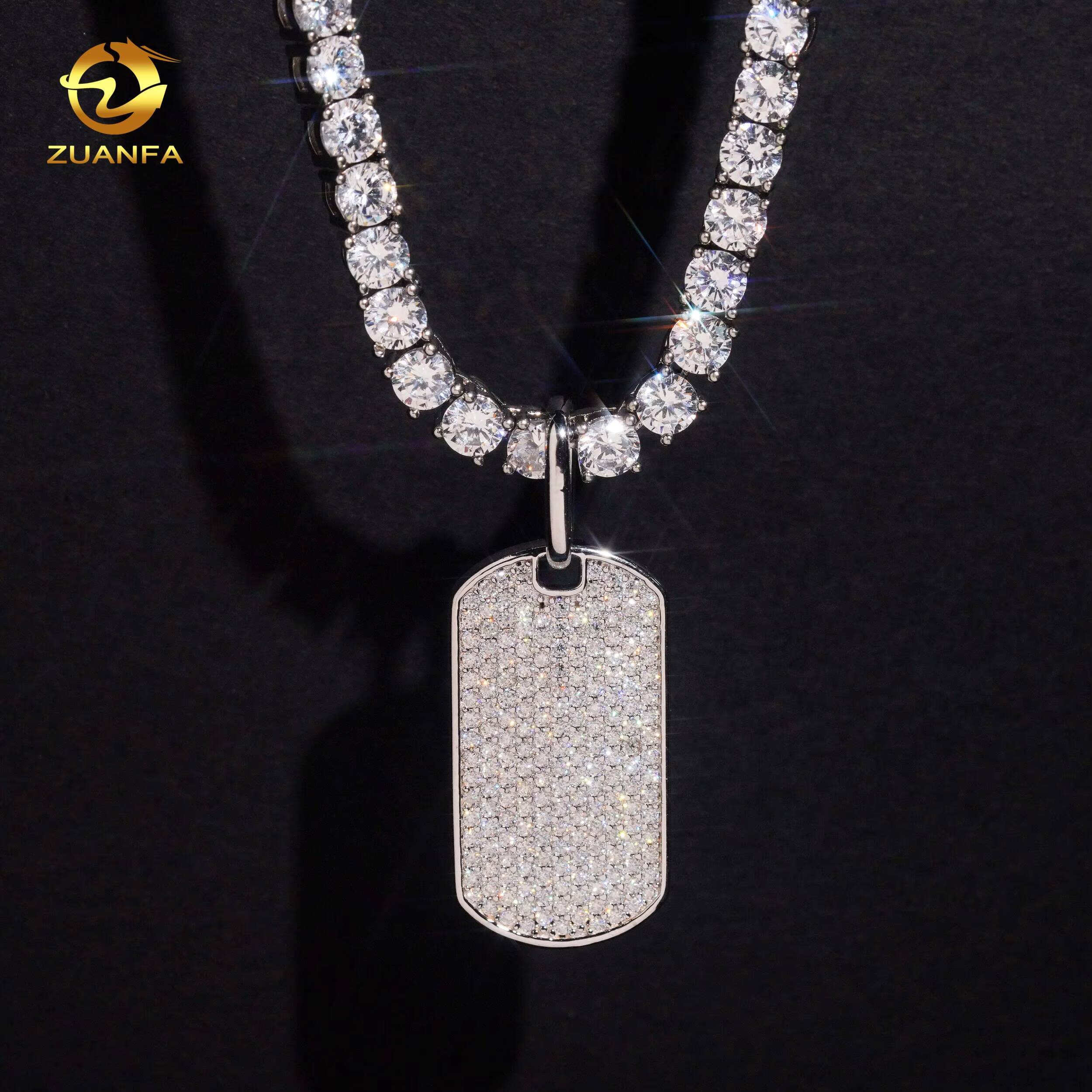 925 Silver New Design Moissanite Small Charm Pendants Hip Hop Jewelry Iced Out Fashion Pendant Tennis Necklace Set for Gift