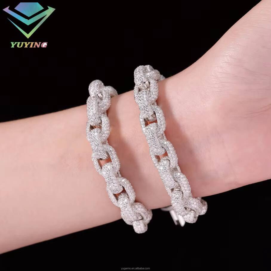 New Design Mossanite Cuban Link Bracelet 10mm Solid S925 Silver Bracelet Hip Hop Jewelry VVS Moissanite Diamond Cuban Bracelet