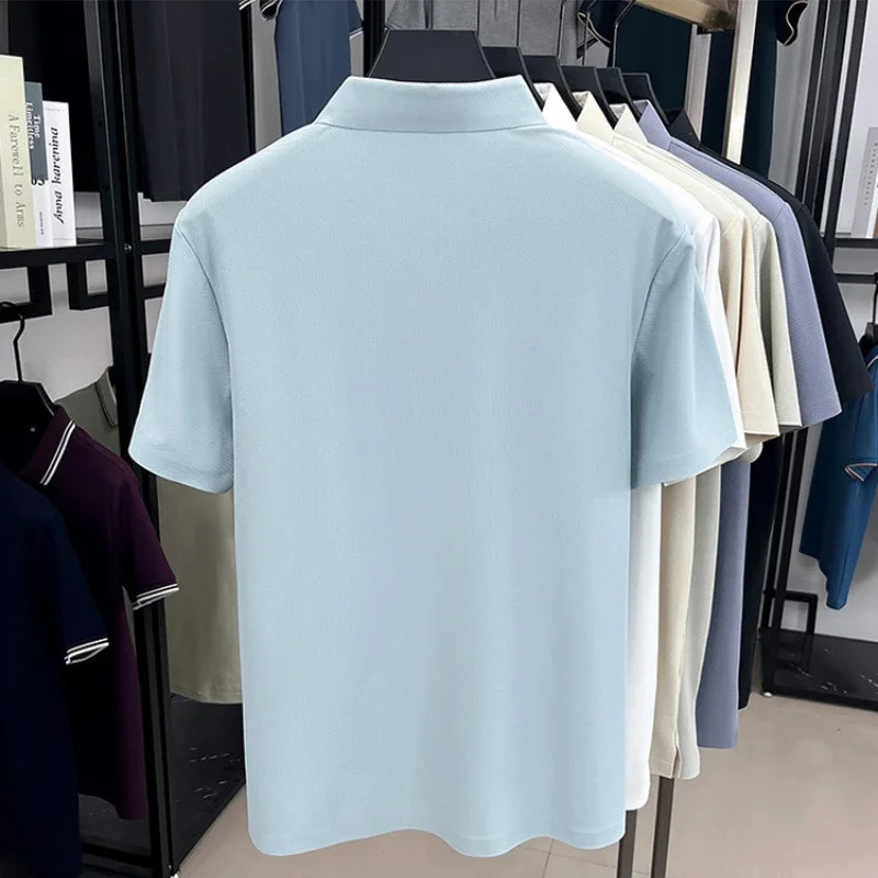 High-Quality Breathable and Moisture-Wicking Business Casual Polo Shirt for Men Summer Solid Color T-Shirt 260305