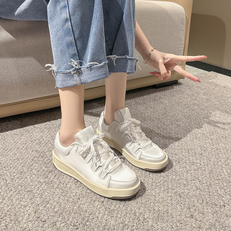 Free Shipping 2026 Men's Women's Fashion Pink White Satin Retro Trainers, Vintage Sneakers with Chunky Sole Sizes 34-44