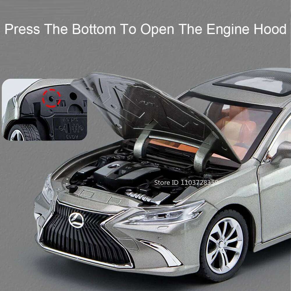 1:24 ES300 ES300H Diecast Models Toys Alloy Cars with Light Music Rear Wheel Pull Back Doors Opened Vehices Home Decor Ornaments Z260307