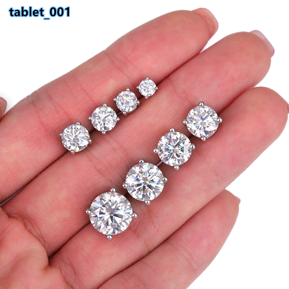 01ct-4ct Moissanite Screw Back Stud Earrings Vvs Mossanite Diamond Trendy Jewelry 925 Sterling Silver for Women Men Hip Hop