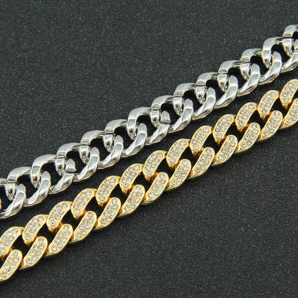 Non Tarnished Fashion White Gold Hip Hop Iced Out Moissanite Hip Hop Jewelry Cuban Chain Necklace for Men