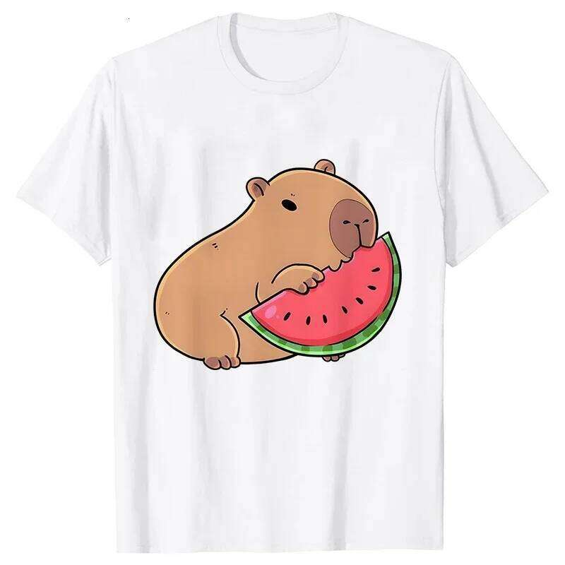 Graphic Tops Female Blouse Clothing Fashion Capybara Women's T-shirt Casual Sleeve Cute Aesthetic Clothes XJ260306 XJ260306