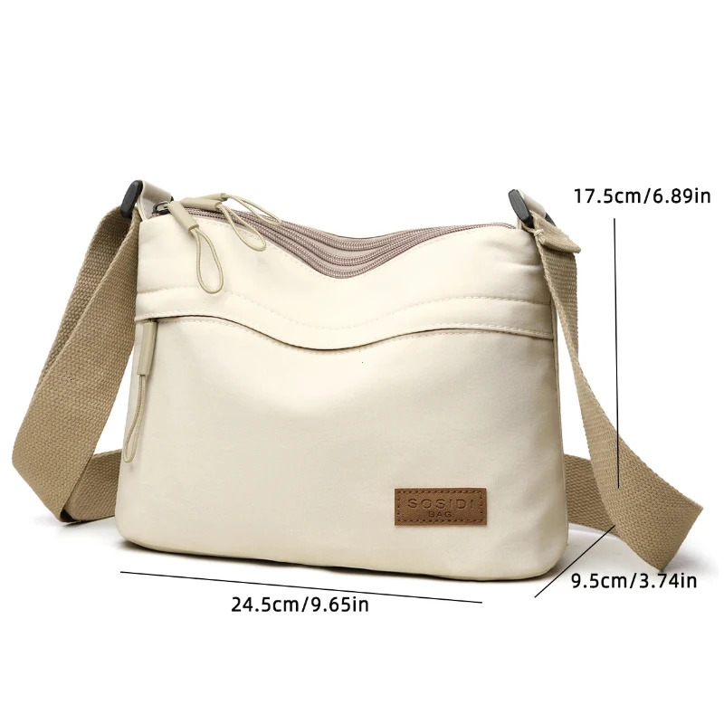 3 Main Pockets High Capacity Shoulder Crossbody Bag for Women Multi-pocket Purse Canvas Handbag Suitable for Mothers Shopping 260306