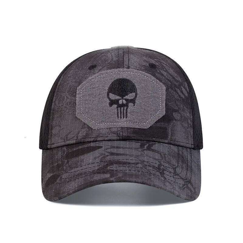 Camouflage baseball net cap, special forces tactical skull, sun shading magic tape, duckbill cap Y260304