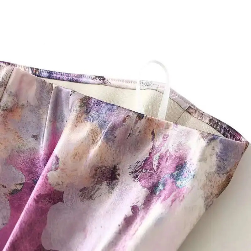 In Women Spring Summer Floral Print Satin Long Skirts 2026 Trendy High Waist Elegant Faldas 260306