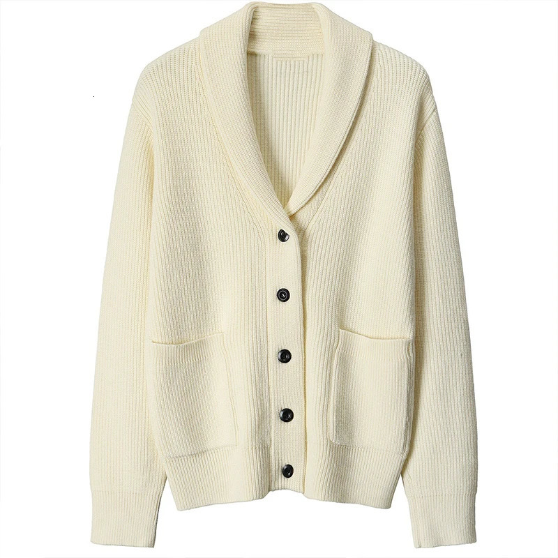 Winter Men Knitted Buttoned Cardigan Sweatercoat Long Sleeve Solid Color Casual Streetwear Suit Collar Vintage Coat M-3XL 260306