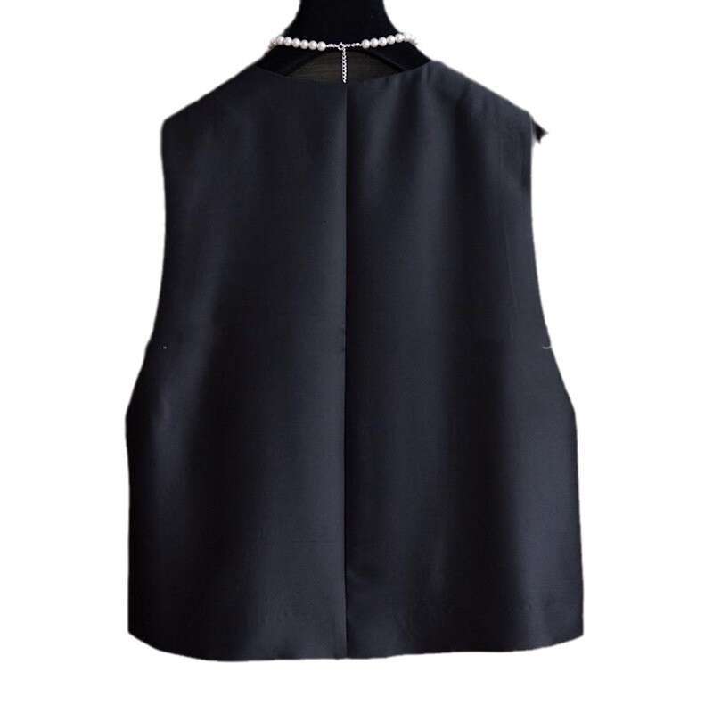Mardi Hefxessdr Chinese Style Black Vest Cardigan Women Dragonfly Beading Vest Jacket Summer High End O-neck Tank Tops Versatile