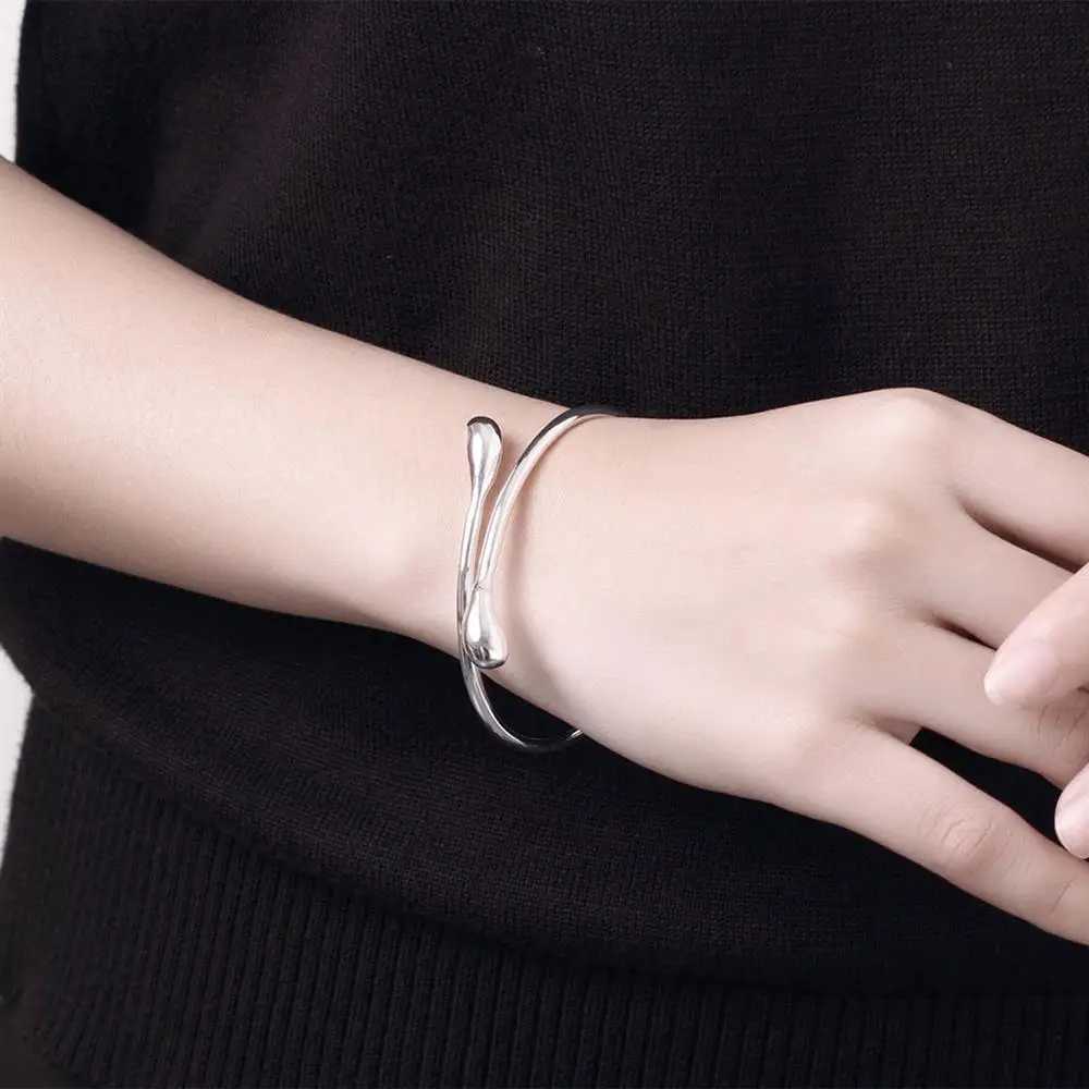 Hot Pretty 925 Sterling Silver Water drop Pendant bangle necklace earring ring for women Fashion Party Gift Jewelry set H260307 - view 3