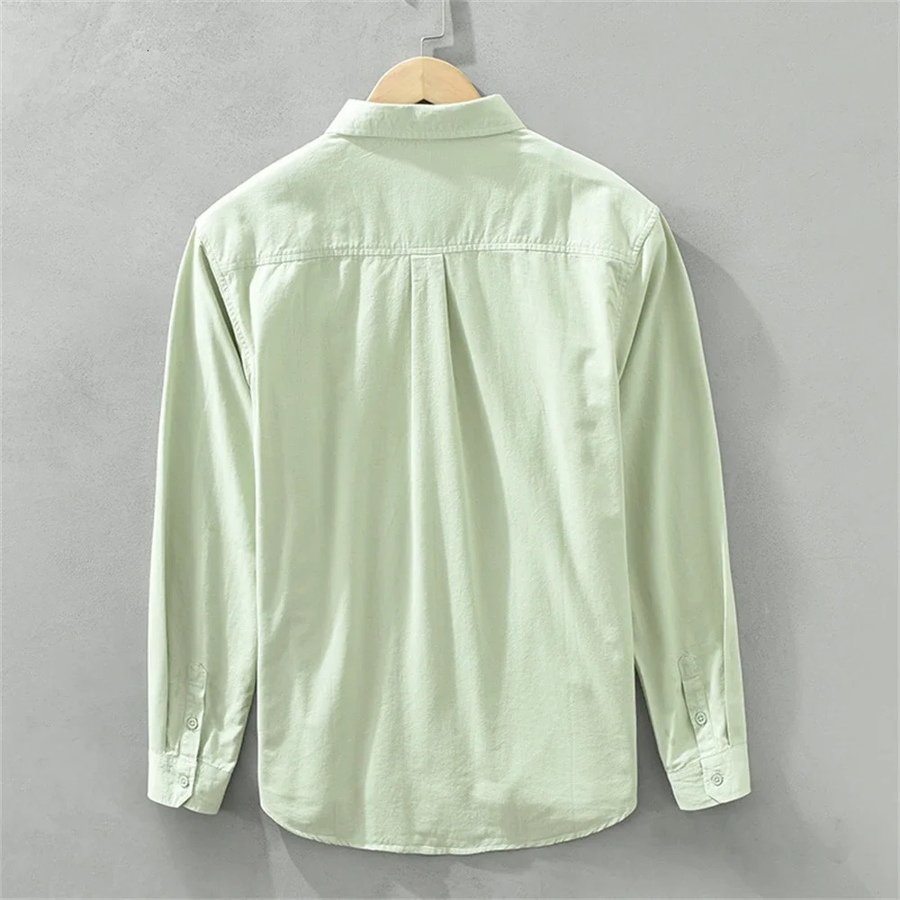 Mens long sleeve regular shirt Multi-color cotton plain shirt for Young men work tops Autumn mens clothing loose casual shirts 260304