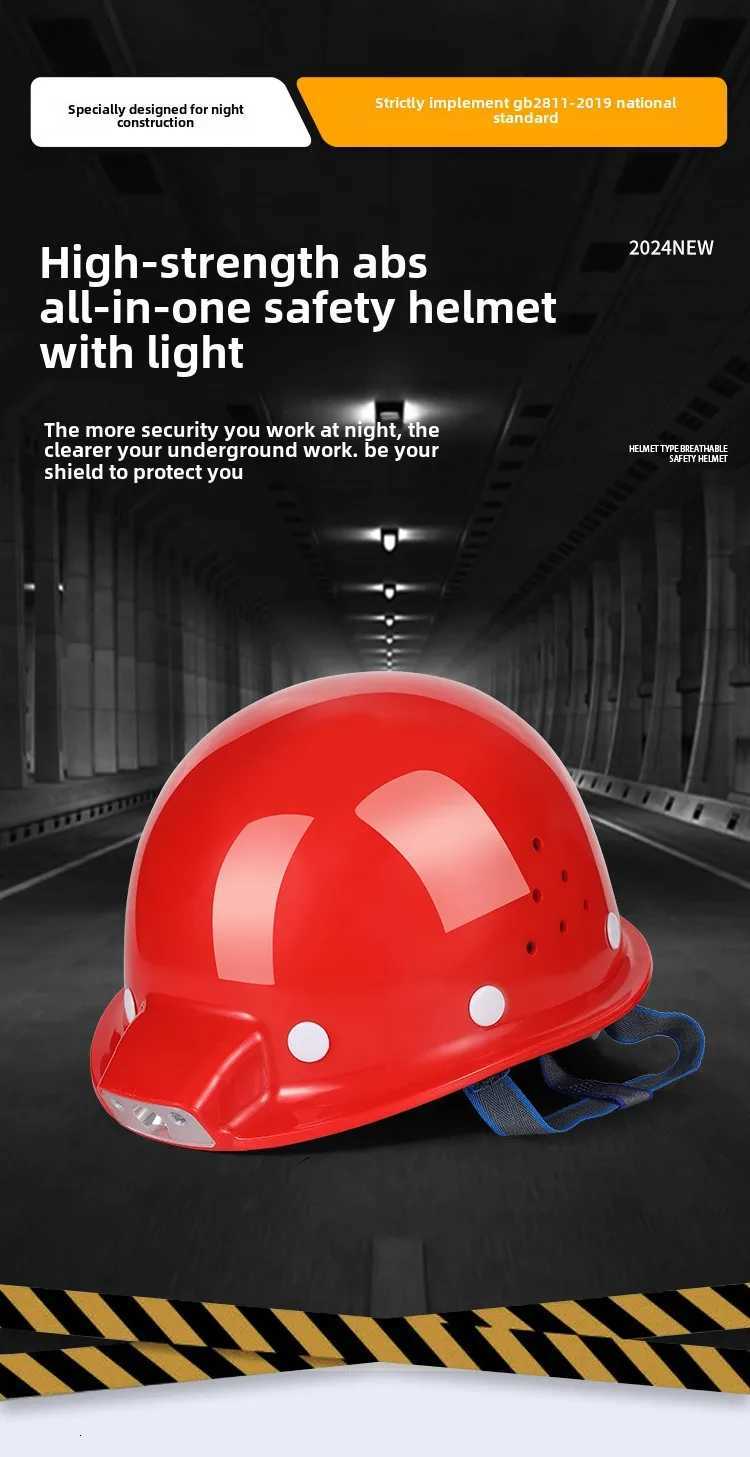 Construction Safety Helmet with Inductive LED Headlight Integrated Headlamp Helmet ABS Site Work Helmet H260307