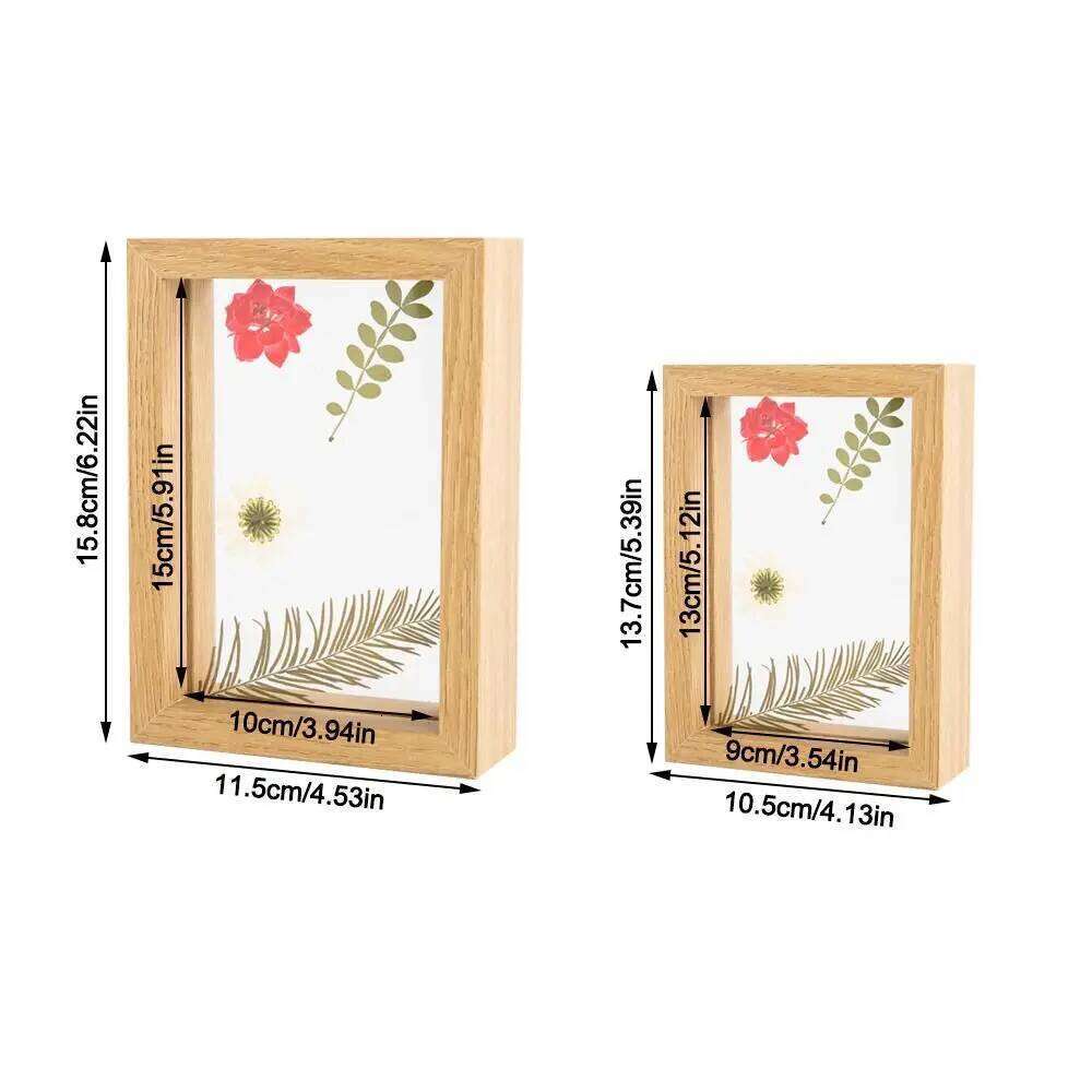 Wooden Glass Leaf Specimen Double-sided Transparent Photo Display Thicked Drawing Artwork Picture Frame H260306