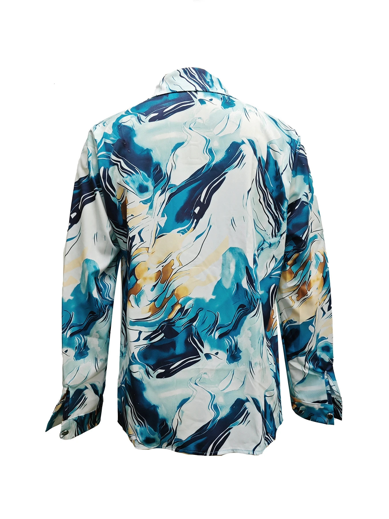 Women Print VNeck Button Long Sleeve Shirt Loose Casual Holiday Tops Blouse 260228