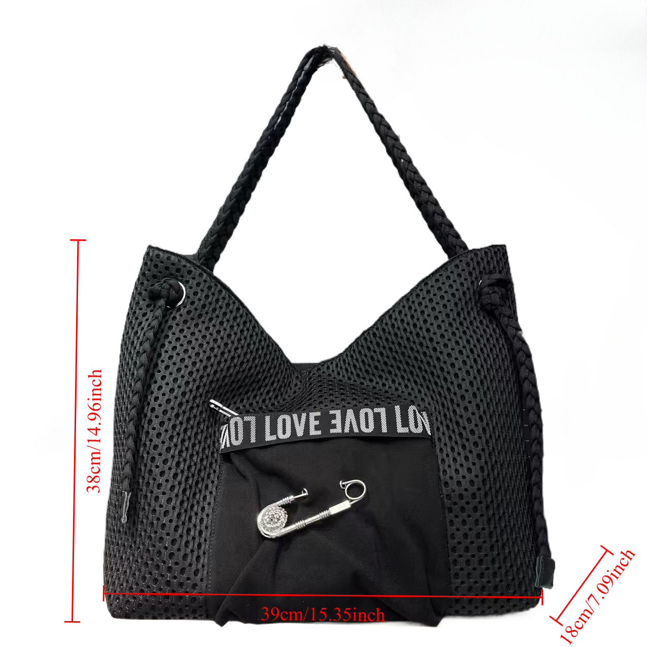 2026 new Women's casual Korean-style new large bag with woven shoulder strap crossbody unique large pin tote bag