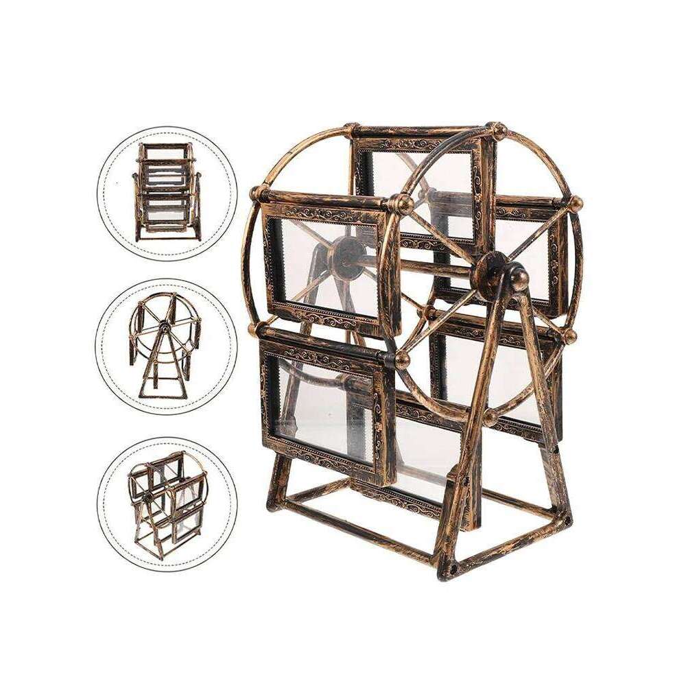 1pc Family Photo Shows for 12 Photos, Retro Vintage Rotating Ferris Wheel Picture Frame Home Dcor Christmas Gift H260306