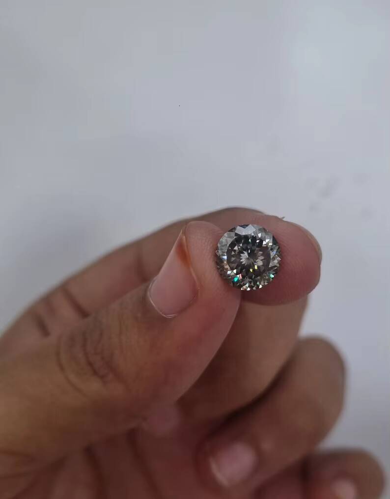 5 ct Gray Round Shape Moissanite Diamond Loose Moissanite VVS Clarity 115mm Excellent Cut Making For Customized HipHopJewelry