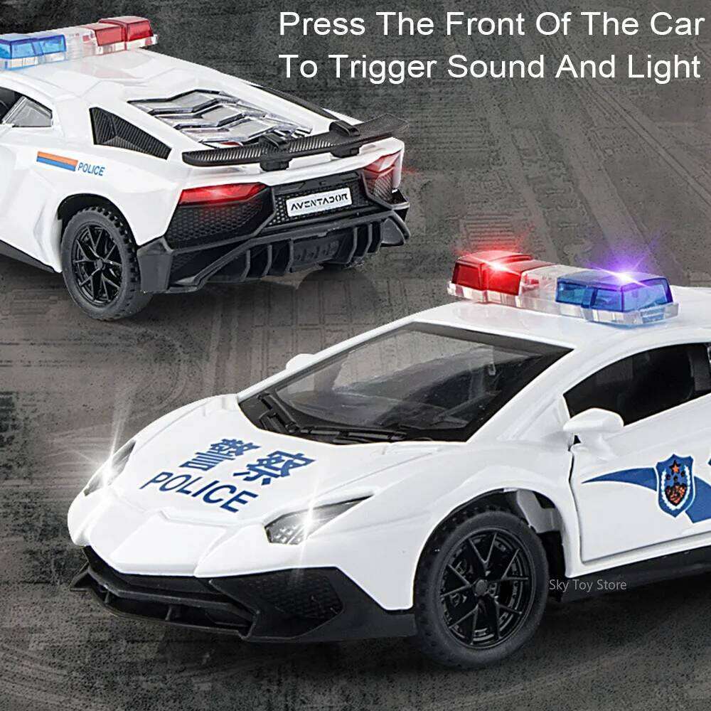 1:32 Divo Lambor LP750 Diecast Alloy Police Car Model Toys Doors Opened with Sound Light Miniature Vehices Collect Childen Gifts Z260307
