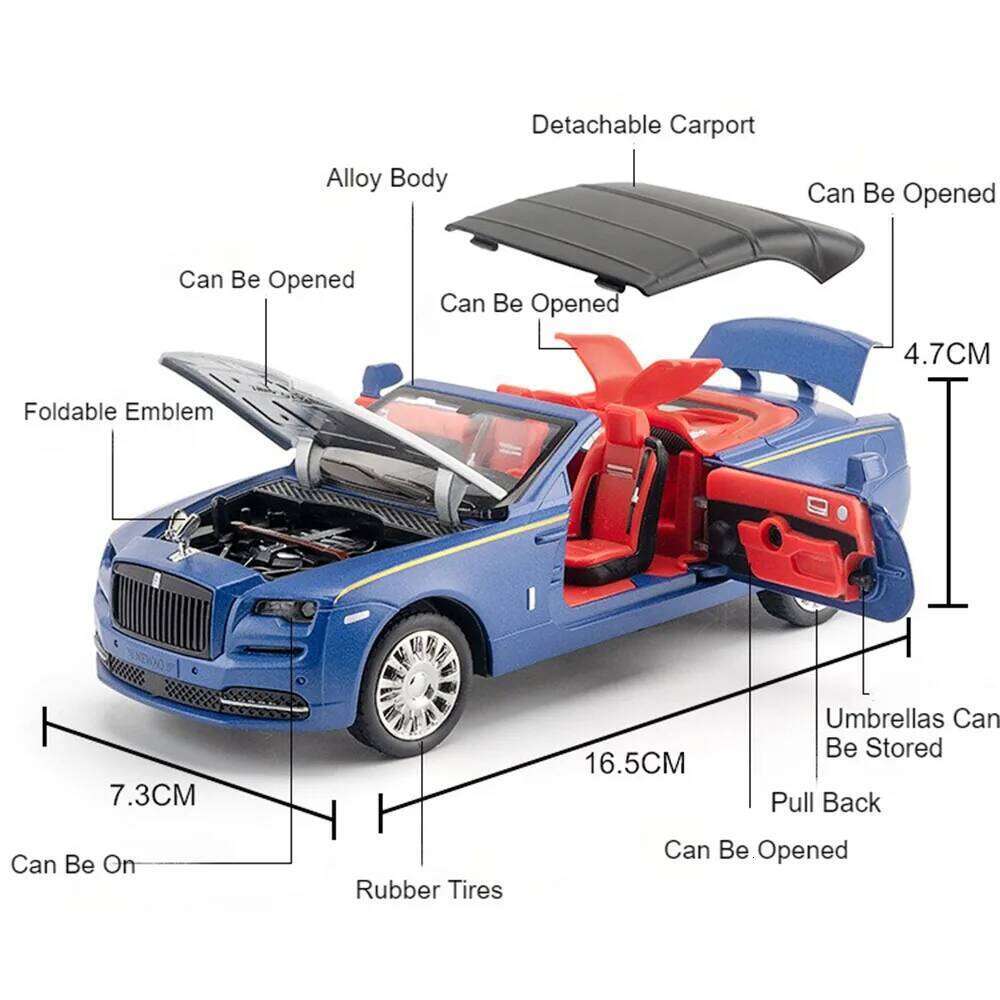 1:32 Rolls Royce Dawn Phantom Alloy Toys Diecast Model Car Doors Opened Sound Light Pull Back Miniature Vehice Boy Birthday Gift Z260306