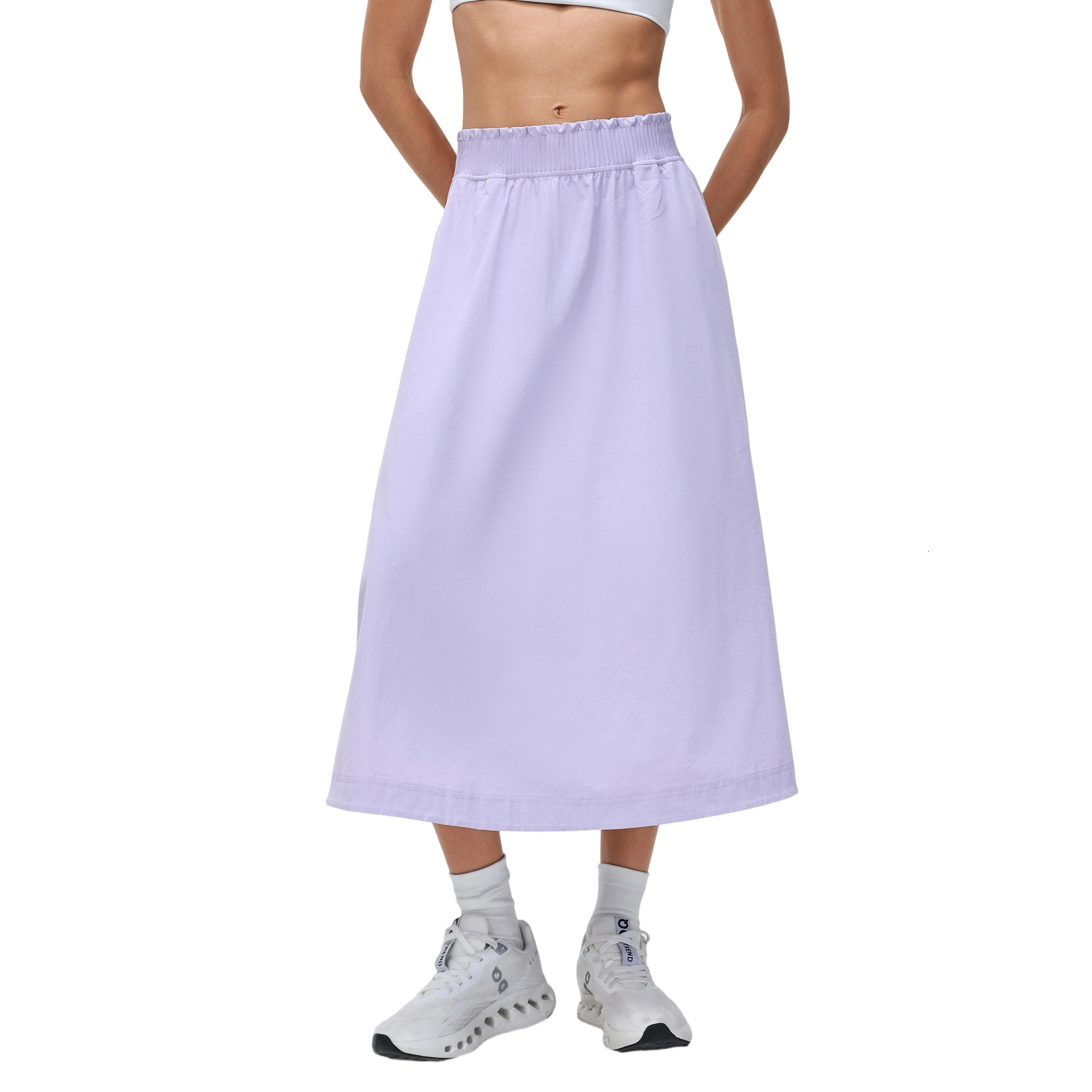 High-waisted A-line with elastic waist, pleated design, slimming mid-length skirt, quick-dry, breathable, casual sports skirt D26042